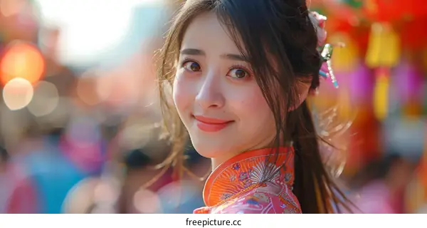portrait of a young asian woman in traditional chinese clothing