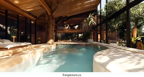 Modern Minimalist Interior Design Featuring a Swimming Pool