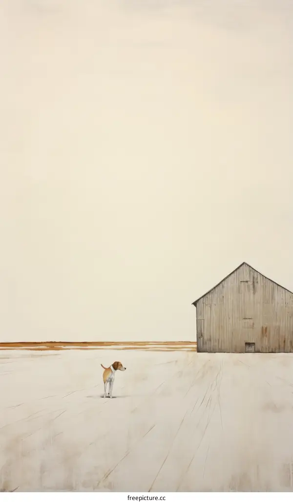 Dog standing in a snowy field