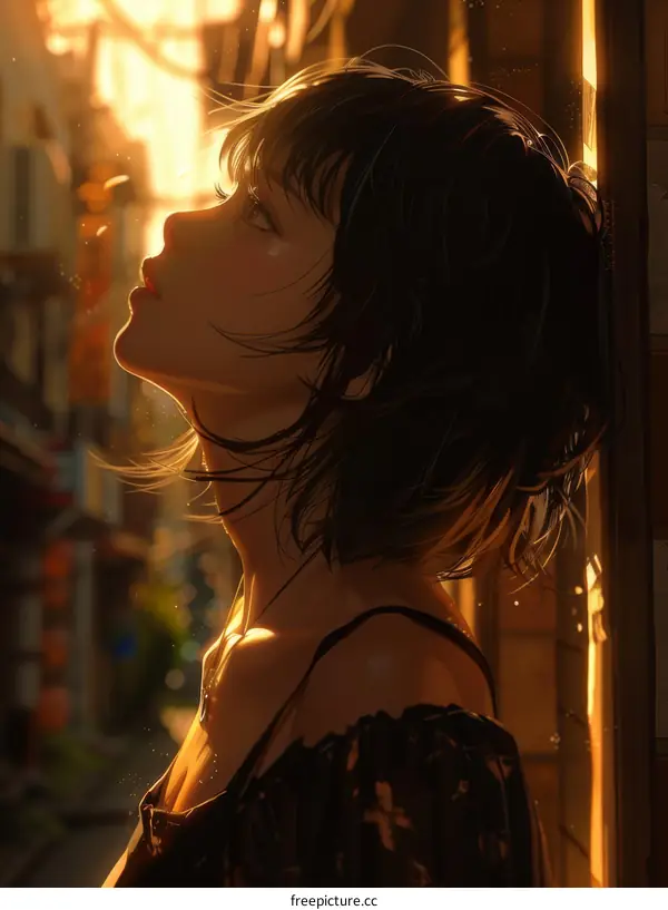 A girl standing in the sunlight with her eyes closed