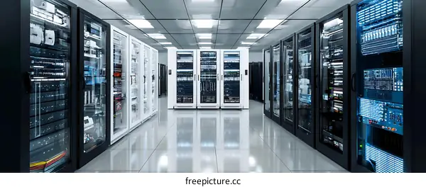 Modern Data Center Server Racks Interior