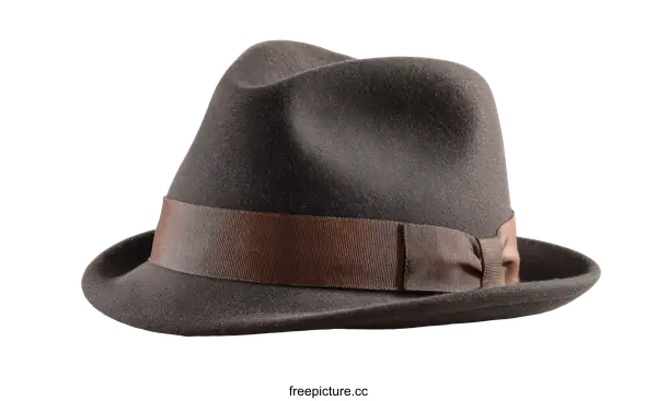 [Transparent Background PNG]Brown Fedora Hat with Decorative Band