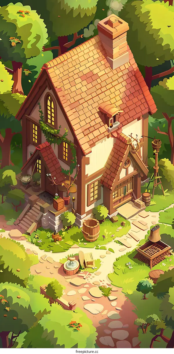 Cute Cartoon Style House Illustration