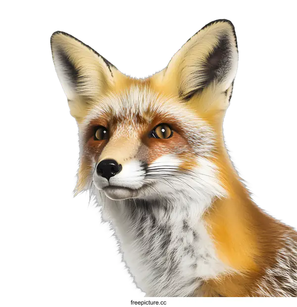 [Transparent Background PNG]Close Up Portrait of Red Fox Against White Background