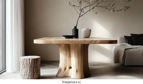 Modern Minimalist Wooden Dining Table Interior Design