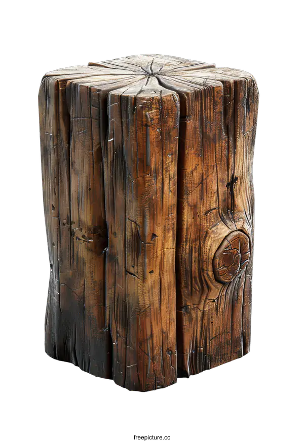[Transparent Background PNG]Old weathered wood log on transparent background