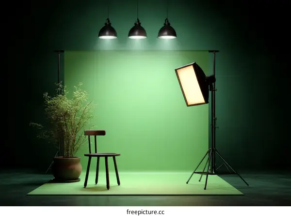 Green Screen Studio Setup with Lighting
