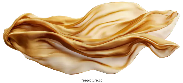 [Transparent Background PNG]Golden Fabric Flowing Gracefully