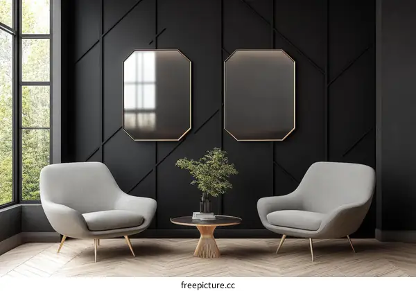 Modern Living Room Interior Design with Two Armchairs