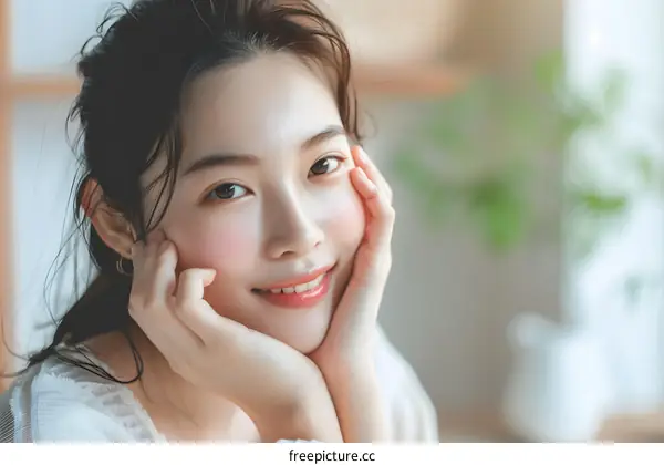 Beautiful Asian Woman Portrait With Soft Smile