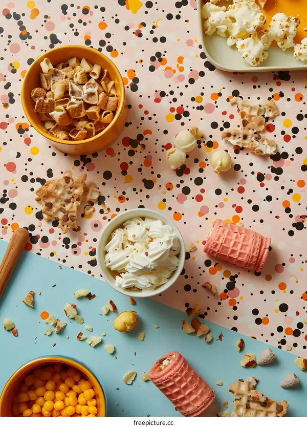 Close Up of Pink Ice Cream Cones on a Table
