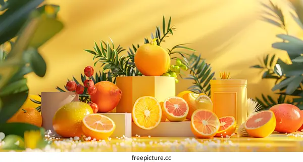 The colors and shadows of fruits