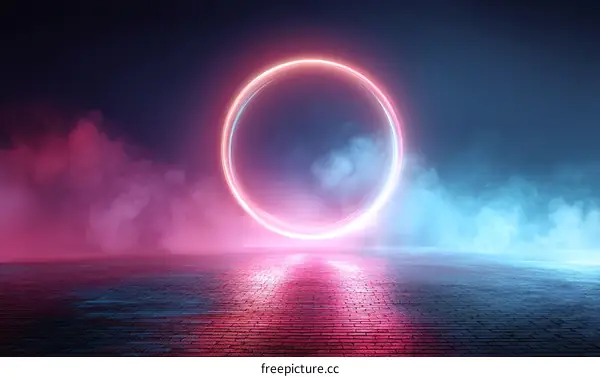 Neon Circle Abstract Background with Color Gradient