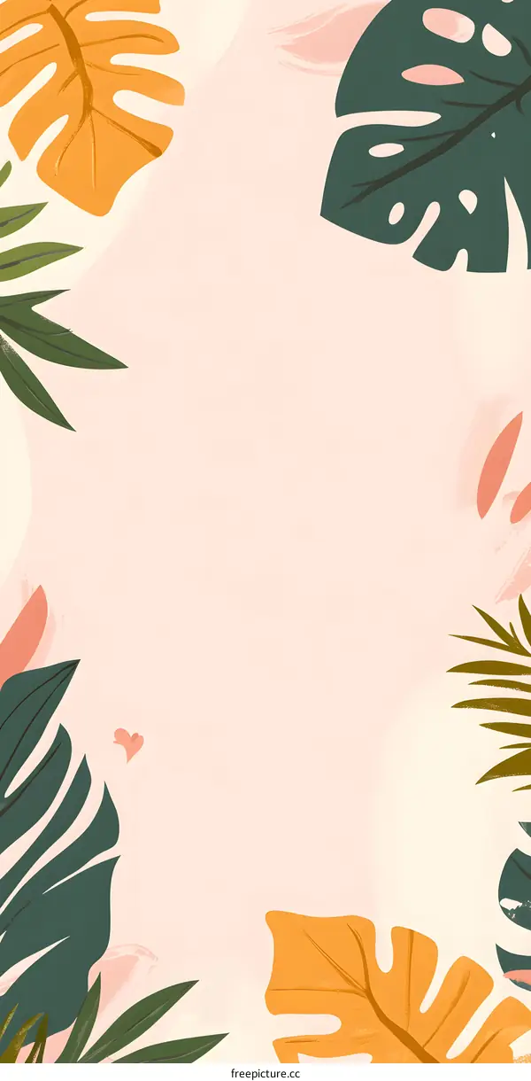Tropical Leaf Border Background Illustration