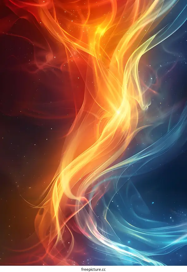 Abstract Artistic Cosmic Fire and Ice Background