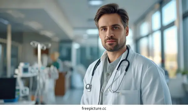 Portrait of a male doctor in a hospital setting