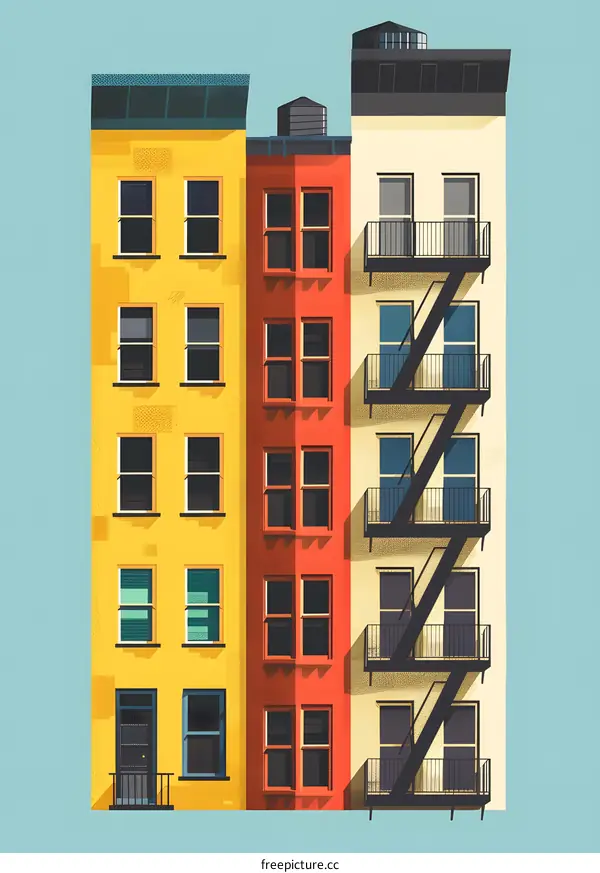 Colorful Row Houses Illustration