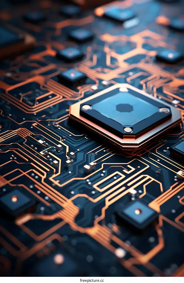 A close-up of a computer chip on a circuit board