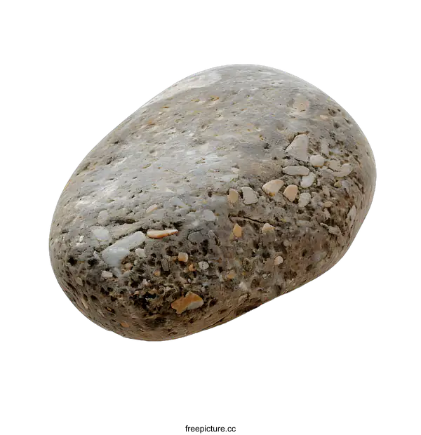 [Transparent Background PNG]Closeup of a Grey River Stone Isolated on White Background