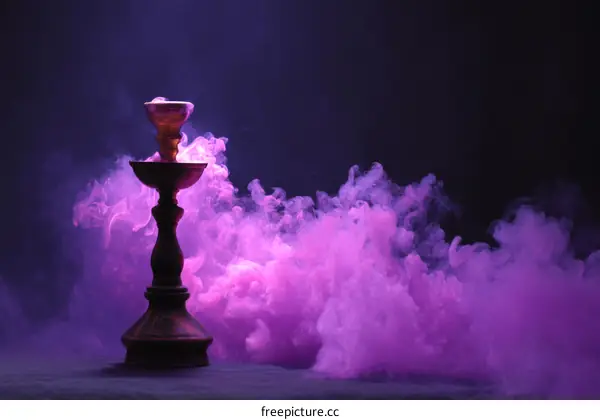 Purple Smoke Envelops a Hookah