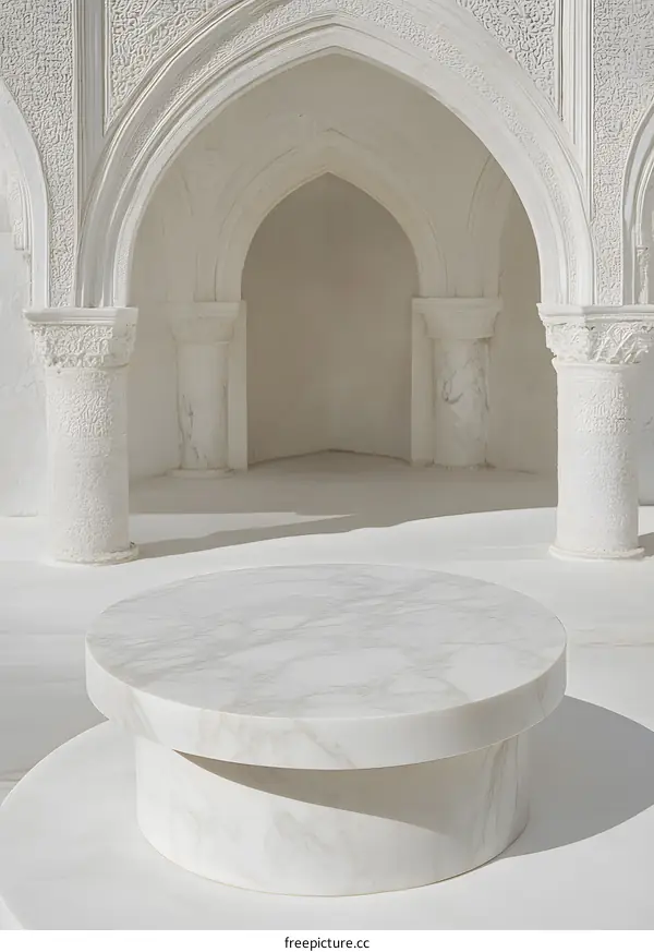 White Marble Table In Archway