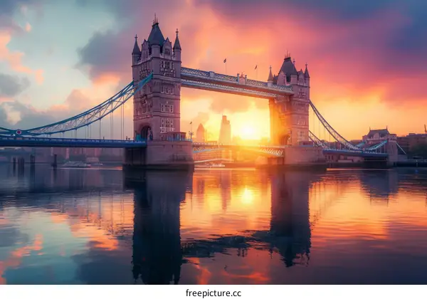 Tower Bridge at Sunrise with Reflection in the Thames