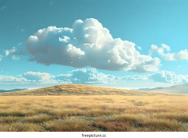 White clouds over a golden prairie