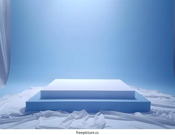 Minimalist Blue Background with White Platform