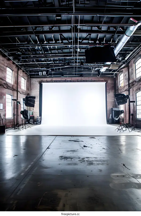 White Backdrop In Industrial Studio Setting