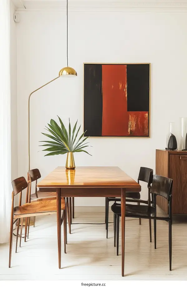 Modern Dining Room with Wooden Table and Chairs