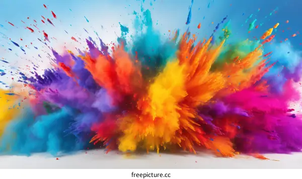 Colorful powder explosion on white background