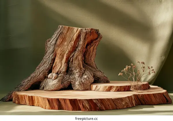 Natural Wooden Stump Display Platform
