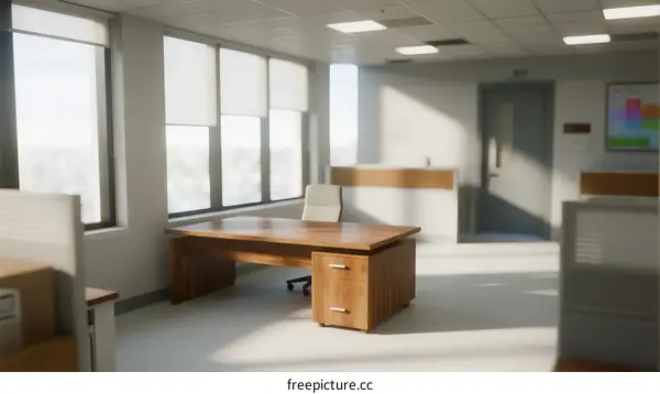 Bright and spacious modern office space with large windows