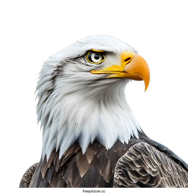 [Transparent Background PNG]Close Up Portrait of a Bald Eagle with Sharp Eyes