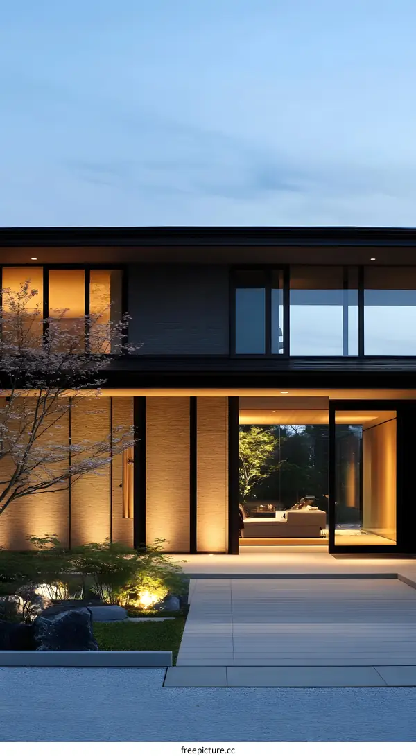 Modern Japanese Home with Garden Entrance