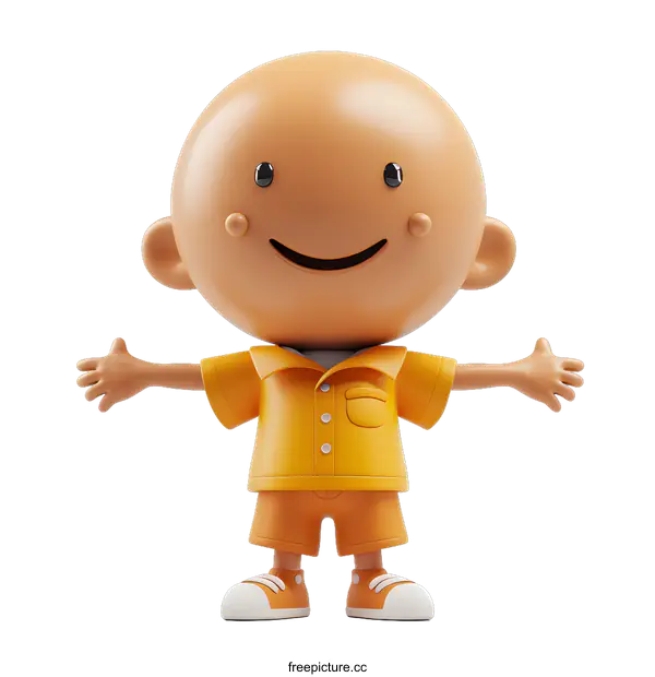 [Transparent Background PNG]Smiling Cartoon Boy with Open Arms Illustration