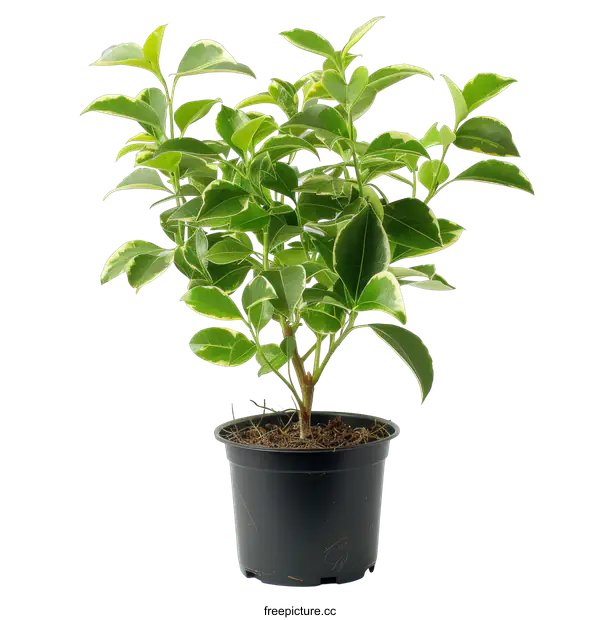 [Transparent Background PNG]Green plant in pot on black background