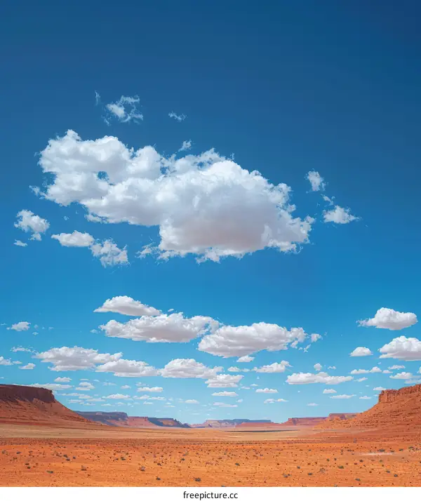 Large White Cloud Over Red Desert Landscape