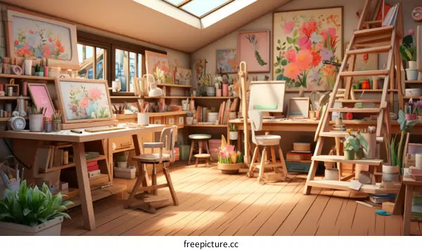 Bright and Cozy Attic Art Studio with Ample Natural Light