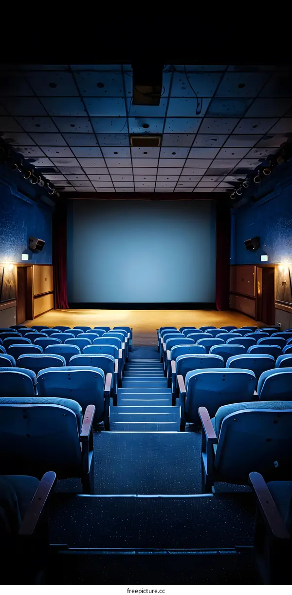 Empty Movie Theater Seats and Screen