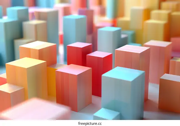 Colorful 3D Illustration of a Cityscape