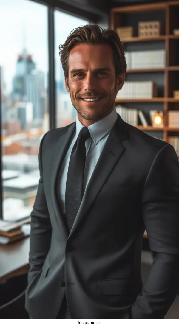 Confident Businessman in Modern Office