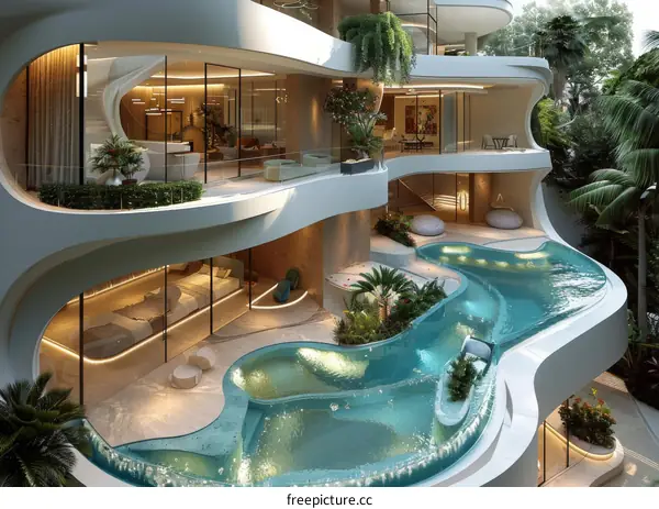 Modern Architectural Design of a Luxurious Indoor Pool Home