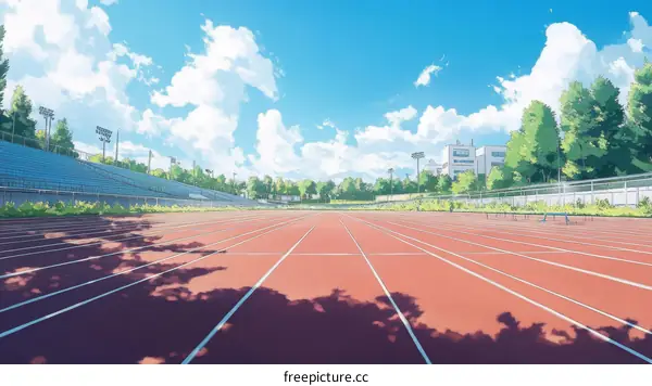 Beautiful Running Track at a School Stadium