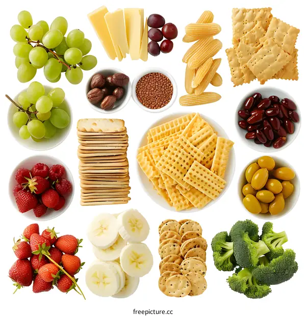 Assortment of Healthy Snacks in White Bowls