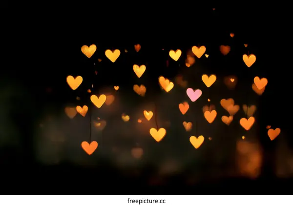 Abstract Bokeh Heart Lights Background Image