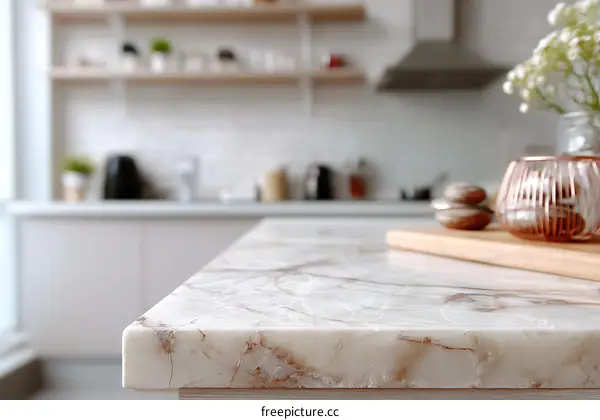 Modern Kitchen Countertop with Marble Detail