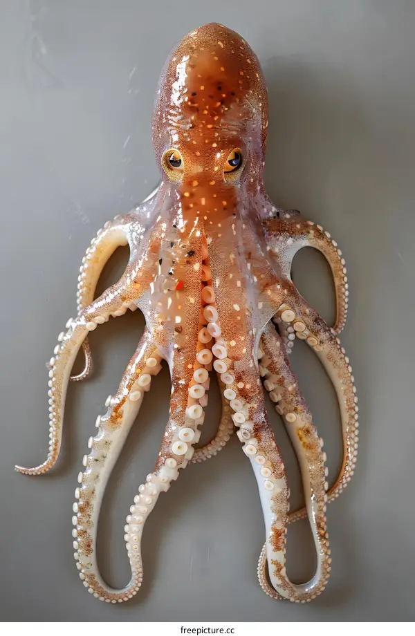 Fresh Octopus on Gray Background