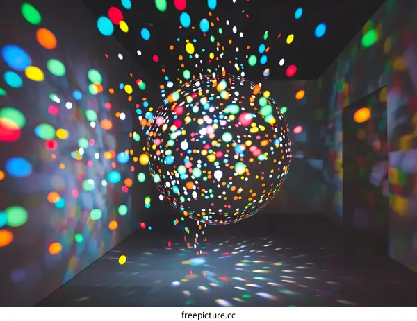 Disco Ball Light Reflection in Dark Room