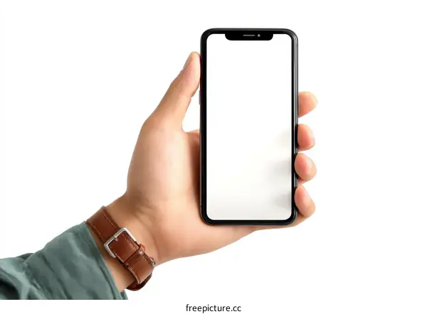 Hand Holding Modern Smartphone Display Mockup